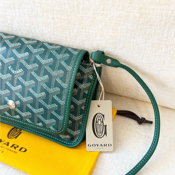 💚 NEW! 2025 GOYARD Plumet Pocket Canvas Leather Crossbody Bag / Green - Picture 4 of 13